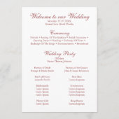 Carte de programme de mariage aux hortensias rose  (Dos)