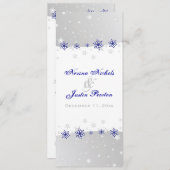 Carte de programme de mariage bleu, gris argent (Devant / Derrière)