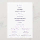 Carte de Programme de Mariage Bleu Nuit Or Encre A (Dos)