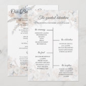 Carte de Programme de Mariage Bleu Poussiéreux Bei (Devant / Derrière)
