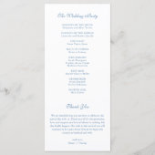 Carte de programme de mariage bleu vibrant à monog (Dos)