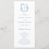 Carte de programme de mariage bleu vibrant à monog (Devant)