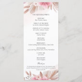 Carte de Programme de Mariage Bohème Rose Champagn (Dos)