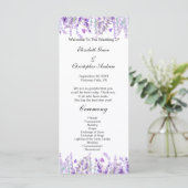 Carte de programme de mariage botanique floral lav (Debout devant)
