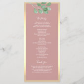 Carte de programme de mariage botanique Rose Pouss (Dos)