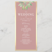 Carte de programme de mariage botanique Rose Pouss (Devant)
