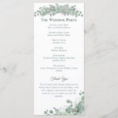 Carte de programme de mariage botanique Sage & Sto (Dos)