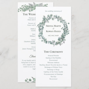 Carte de programme de mariage botanique Sage & Sto