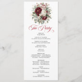 Carte de Programme de Mariage Burgundy Or Rose Élé (Dos)