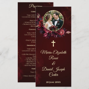 Carte de programme de mariage catholique floral bu
