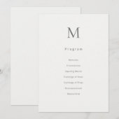 Carte de Programme de Mariage Civil Initial Unique (Devant / Derrière)