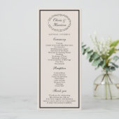 Carte de programme de mariage classique en tenue d (Debout devant)