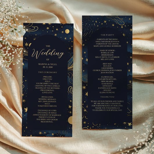 Carte de Programme de Mariage de la Marine Céleste