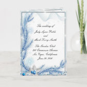 Carte de programme de mariage d'hiver au pin bleu  (Devant)