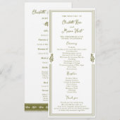 Carte de programme de mariage élégant vert olive (Devant / Derrière)