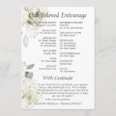 Carte de Programme de Mariage Élégante à Fleurs Bl (Dos)
