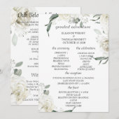 Carte de Programme de Mariage Élégante à Fleurs Bl (Devant / Derrière)