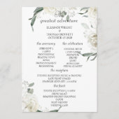Carte de Programme de Mariage Élégante à Fleurs Bl (Devant)