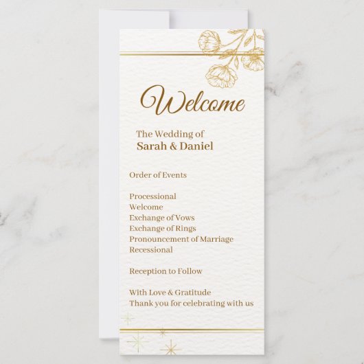Carte de programme de mariage élégante à fleurs do (Devant)