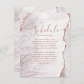Carte de Programme de Mariage en Agate Or Rose et  (Devant / Derrière)