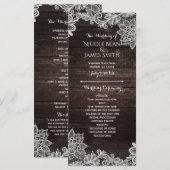 Carte de programme de mariage en bois rustique fon (Devant / Derrière)
