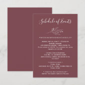 Carte de programme de mariage en Bourgogne (Devant / Derrière)