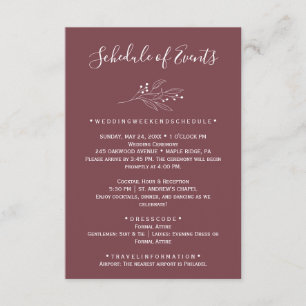 Carte de programme de mariage en Bourgogne