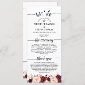 Carte de programme de mariage en calligraphie rust (Devant / Derrière)