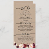 Carte de programme de mariage en calligraphie rust (Devant / Derrière)