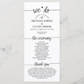 Carte de programme de mariage en calligraphie rust (Devant)