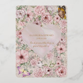 Carte de programme de mariage en feuille d'or rose (Verso)