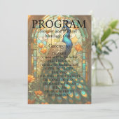Carte de programme de mariage en verre teinté de p (Debout devant)