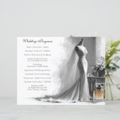 Carte de programme de mariage esquisse romantique (Debout devant)