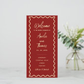 Carte de programme de mariage fantaisiste rétro cl (Debout devant)