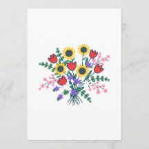 Carte de Programme de Mariage Fleur de Champ à l'A