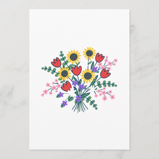 Carte de Programme de Mariage Fleur de Champ à l'A (Devant)
