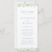 Carte de Programme de Mariage Fleur Sauvage Bleu C (Devant)
