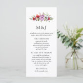 Carte de Programme de Mariage Fleurs Sauvages & Ro (Debout devant)
