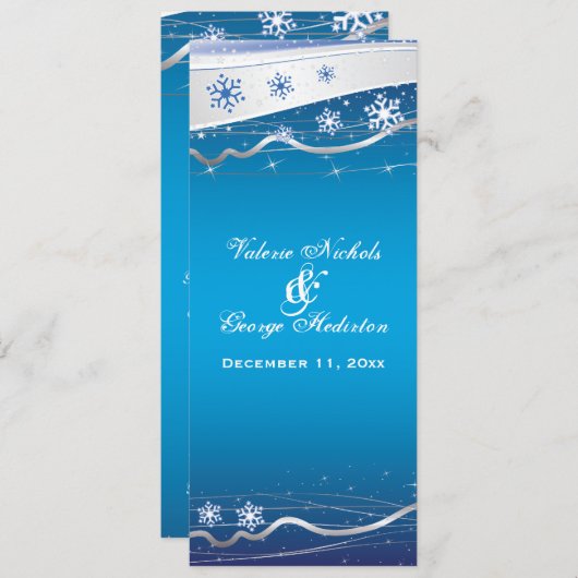 Carte de programme de mariage flocon de neige gris (Devant / Derrière)