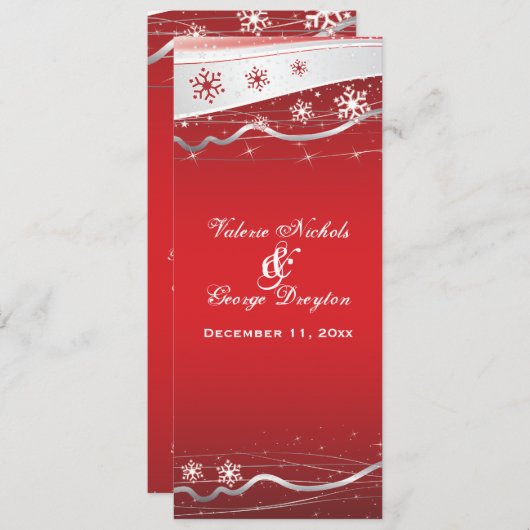 Carte de programme de mariage flocon de neige gris (Devant / Derrière)