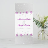 Carte de programme de mariage flocon de neige gris (Debout devant)