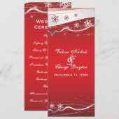 Carte de programme de mariage flocon de neige roug (Devant / Derrière)