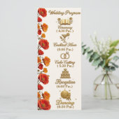 Carte de programme de mariage floral au pavot de C (Debout devant)