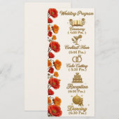 Carte de programme de mariage floral au pavot de C (Devant / Derrière)