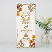 Carte de programme de mariage floral au pavot de C (Debout devant)