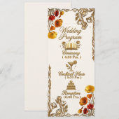 Carte de programme de mariage floral au pavot de C (Devant / Derrière)