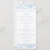 Carte de programme de mariage floral Blue Chinoise (Dos)