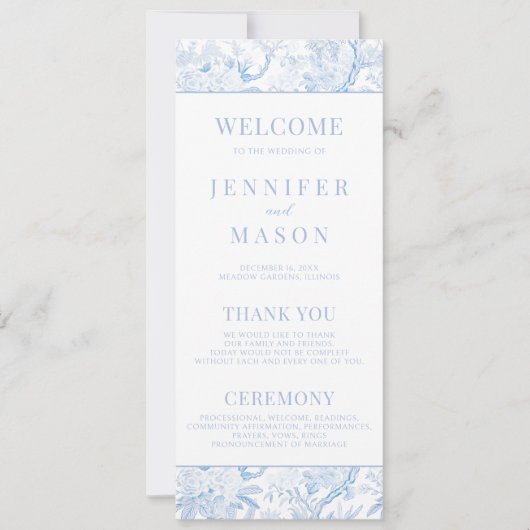 Carte de programme de mariage floral boho (Devant)