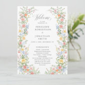 Carte de programme de mariage floral de jardin de  (Debout devant)