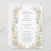 Carte de programme de mariage floral de jardin de  (Devant)